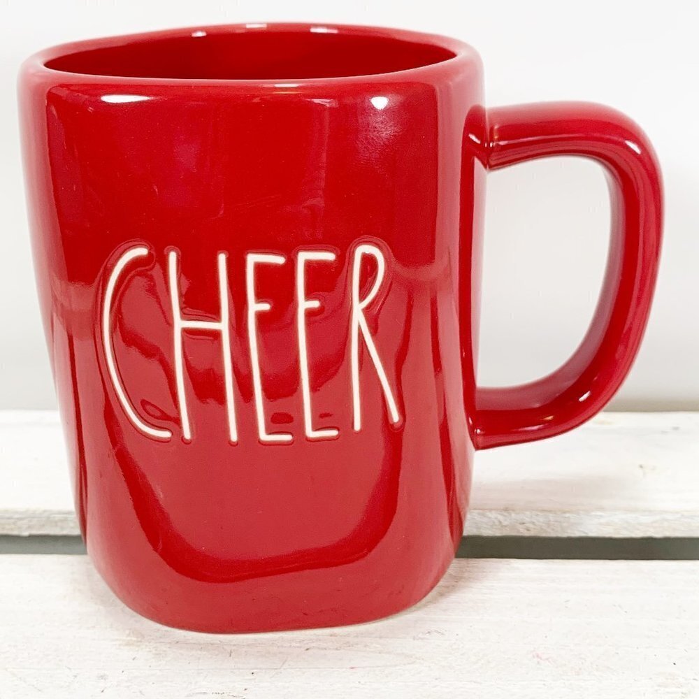 Rae Dunn CHEER Christmas Red Mug Coffee Tea Farm